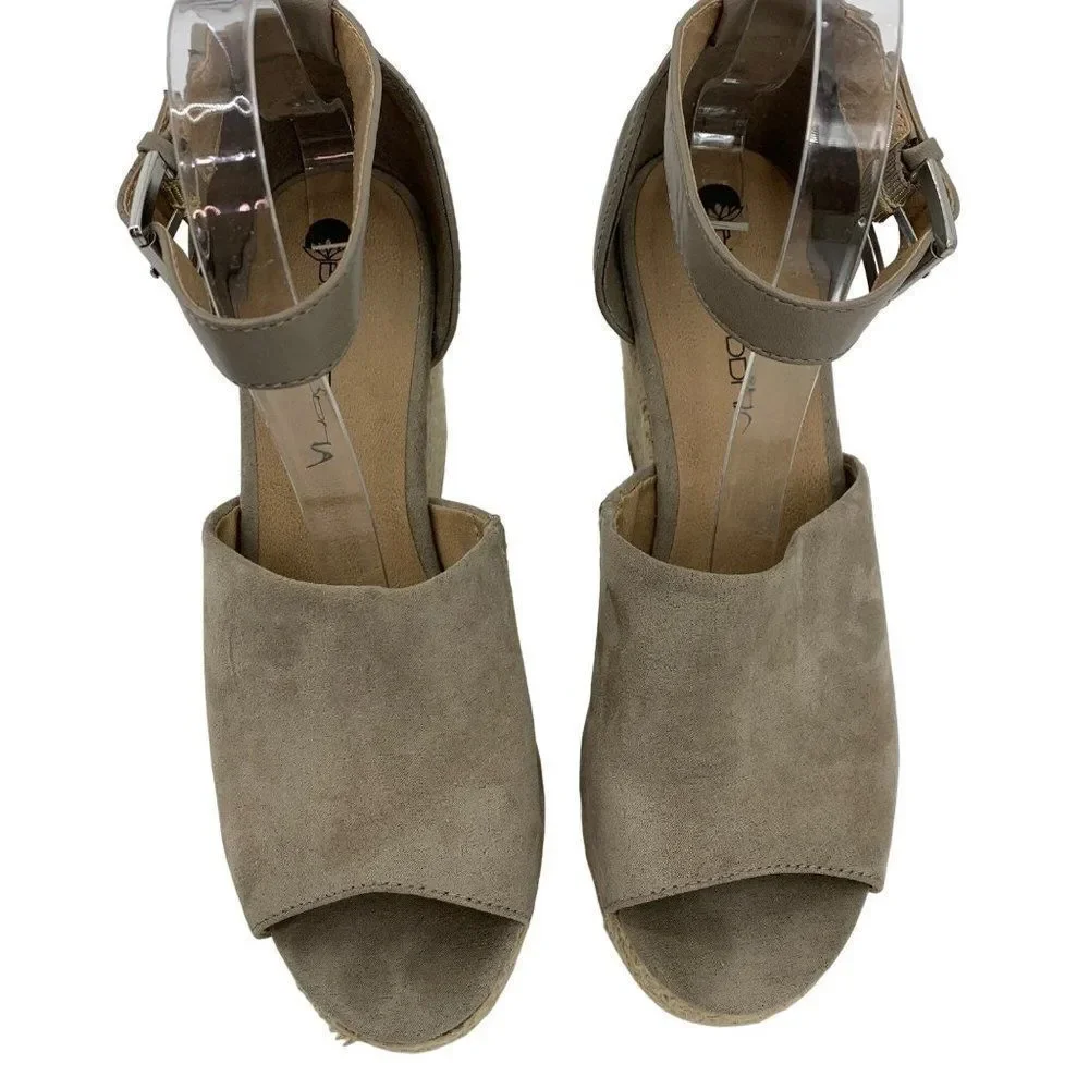 Big Buddha Womens Gray Suede Espadrille Platform Wedge Sandals Size 9 2306 shoes